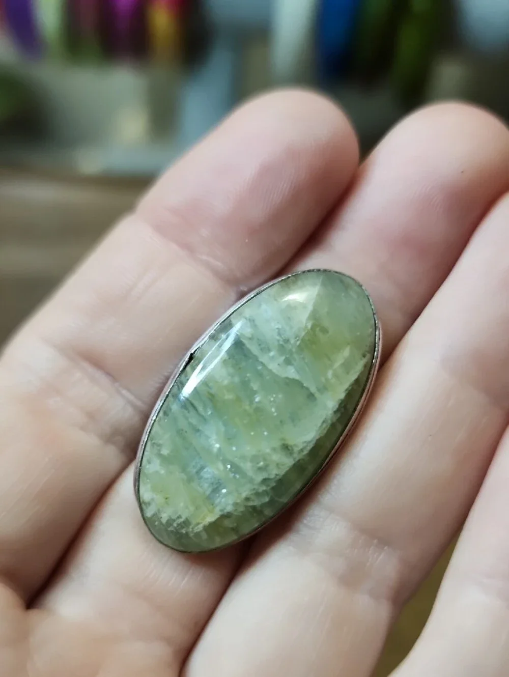 Oval Aquamarine Stone Women's Ring -